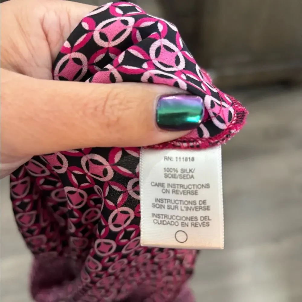 Michael Kors Pink Black Silk Draped Blouse 4